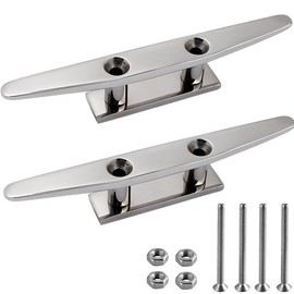 SHENGHUISS Boat Open Base Cleat 316 Stainless Steel Mooring Dock Cleat for Boat,Deck,Hook (10 inch 2 Pack)