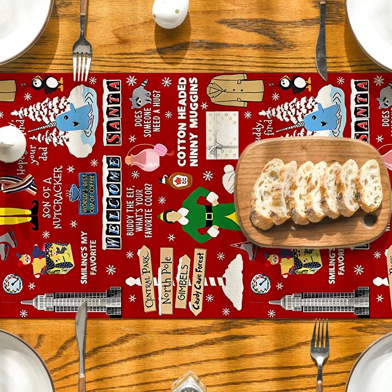 Funny Christmas Table Runner Happy Xmas Kitchen Dining Table Centerpiece