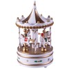 mysmartbuy.com White & Gold Wooden Carousel Music Box Christmas Decoration