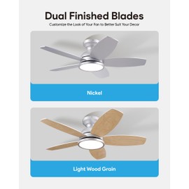 VONLUCE Ceiling Fans with Lights, 36 Inch Ceiling Fan and Remote, Full-Spectrum LED Light, 3CCT, 6-Speeds Noiseless Reversible DC Motor, Modern Ceiling Fan for Bedroom Living Room Farmhouse, Nickel