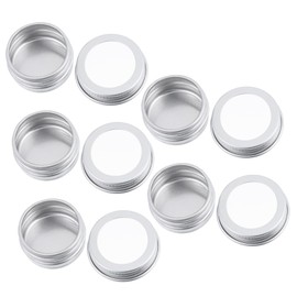 FRCOLOR 15pcs Window Threaded Aluminum Box Round Clear Window Tin Can Nail Art Lip Balm Can Pot Diy Cosmetic Tin Case Sample Holder with Screw Lid Mini Candles Travel Screw Bottle Make up