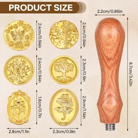 6 Pcs Wax Seal Stamp Set Floral Sealing Wax Stamp Botanical Flower Butterfly Wax Stamps Head Wooden Handle Vintage Wax Seal Mold for Wedding Greeting Cards Planner Journal Gift Letter Encapsulation