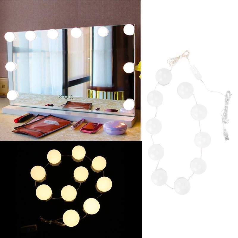 10 Bulbs Vanity LED Makeup Mirror Lights Dimmable Bulb Adjustable