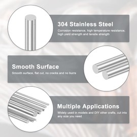 M METERXITY 2-Pack 304 Stainless Steel Solid Round Rod, 6x200mm Metal Solid Shaft Rods for DIY Craft/Model Car/Helicopter Airplane/Metal Working, Lathe Bar Smooth Stock [0.24x7.87IN]