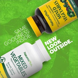 Natures Plus Mixed Vegetables - 180 Tablets, Pack of 2 - with Broccoli, Spinach, Carrot & Cabbage - Gluten Free - 120 Total Servings