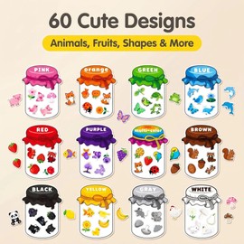 Magnetic Colour Sorting Toys - 12 Pcs Fridge Magnets for Kids with 60 Vibrant Learning Shapes, Educational Colour Sorting Set for Whiteboard, Multi-Purpose Magnetic Figures for Toddlers Ages 2-6