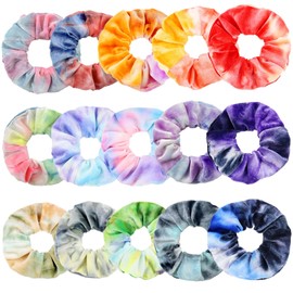 MUFEKUM 15 Stück Haargummis Scrunchies Damen Tie Dye Scrunchies Samt Haargummi Damen Haarbänder Mädchen Weiche Elastische Zopfgummis Haarschmuck Mädchen