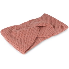 styleBREAKER 04026060 Women's Knitted Headband with Waffle Patent Knitting Pattern and Twist Knots, Warm Winter Headband, Colour: Dusky Pink