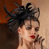 Yokawe Fascinator Hats Tea Party Hat Black Organza Feather Cocktail