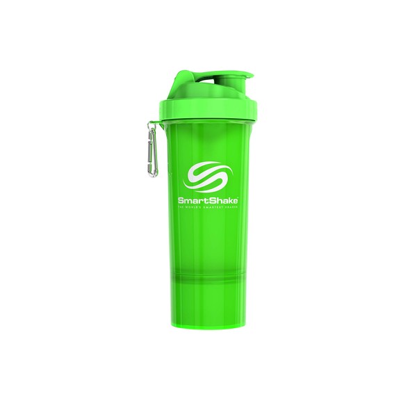 SmartShake Slim NEON GREEN 16.9 fl oz (500 ml) Multifunctional Protein Shaker