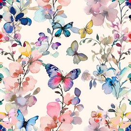 REDAMANCY Pink/Purple Fairy Butterfly Watercolor Botanical Plants Leaf Yellow Blue Peel and Stick wallpaper stick on contact paper vintage wall paper easy peel off for nightstand drawer cabinet renter