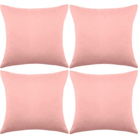 4 Pack Decorative Outdoor Waterproof Throw Pillow Covers, Square Patio Balcony Garden Waterproof Cushion Case, PU Coating Pillow Shell for Couch, Bed, Patio, Sofa, Tent,18 x 18 Inch (Pink)