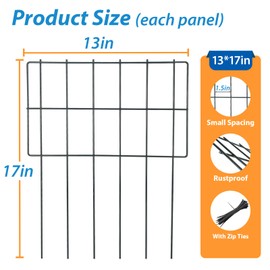 Sprigra Animal Barrier Fence 17 in (H) X 27 Ft (L), Dig Defence Animal Barrier 25pcs, Metal Garden Fence Blockers, Fence Barrier for Bottom of Fence for Dogs, Rabbits, Groundhog