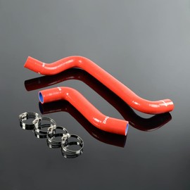 PIT66 Silicone Coolant Radiator Hose Kit,Compatible with 2001-2005 Dodge Neon SRT-4 SRT4 2.4L Red with Clamps