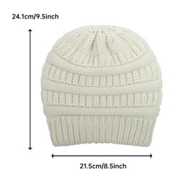 YAMEIZE Soft Knit Hat for Men and Women Warm Slouchy Beanie Hat with Silk Lined Cotton Winter Hat for Girls Outdoor, White