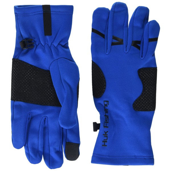 HUK Standard Liner Fleece Fishing Glove with Touchscreen Fingers, Blue, Large-X-Large