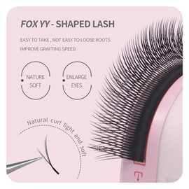 ANNAFRIS Fox YY Shape Eyelash Extension Makeup Mesh Net Cross 2D Y Shape Premade Fans Lash Extensions Hand Woven Natural Soft Faux Mink False Lashes (0.07 C,9-14mm Mix)