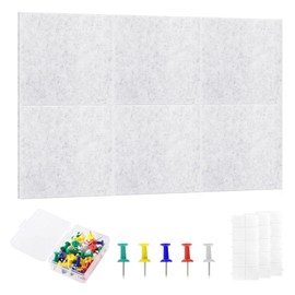 90x60cm Pinnwand Filz, 6 Stück Pinnwand Selbstklebend mit 60 Pinnnadeln,30 Klebelaschen, DIY Filzboard Pin Board, Abnehmbare Filzplatten Selbstklebend für Büro Haus Schule