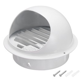 PATIKIL 7 Inch Vent Round Cover, Stainless Steel Exterior Wall Air Vent Louvered Soffit Vent Exhaust Outlet Hood for HVAC Ducting Exhaust Extractor Fan, White