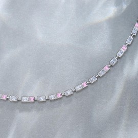 FANCIME Tennis Bracelet, Unisex, 12 Months, Birthstone, Square, 2 Colors, Zirconia, Princess Cut, Power Stone, 7.3 inches (18.5 cm), Amulet, Present, Gift, Women's, Unisex, Brand, Silver, Cubic