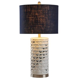 Collective Design L311367ADSAM School of Fish Cylindrical, White,Silver,Sand, Navy Blue Table Lamp