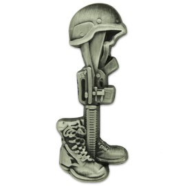 PinMart Final Tribute Battle Cross Fallen Soldier Silver Lapel Pin