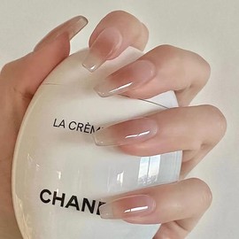 CQJSYL Nail Tips, Popular False Nails, 24 Pieces, Nail Supplies, 3D Nail Seal, Round Tip, Fashion Design, Medium and Long Type, Long Nail Tip, Short Bride, Pink Nail Simple Tip, Ballet Short, Dreamy,