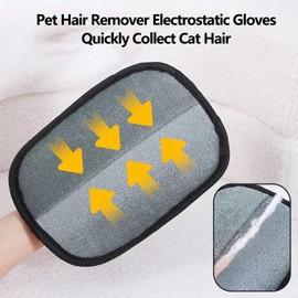 Pet Grooming Gloves Brush Set, Double-Sided Static Pet Hair Removal Gloves for Dog Cat, Anti-Static Pet Hair Removal Gloves, Hands on Reusable, Gentle Grooming Gloves for Washing,Brushing & Deshedding