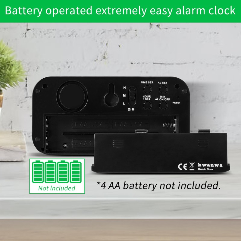 KWANWA Small Digital Alarm Clock, 1.2inch Dark Blue LED Digits,
