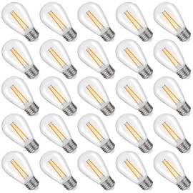 S14 Replacement LED Light Bulbs, Shatterproof & Waterproof 2W S14 LED Bulbs, Outdoor String Lights , E26 Base Patio Edison LED Light Bulbs, Warm White 2200K Plastic 150ML Non-Dimmable 25 Pack