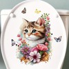 Flower Cat Toilet Cover Sticker Decals,Fish Bird Flower Leaf Waterproof