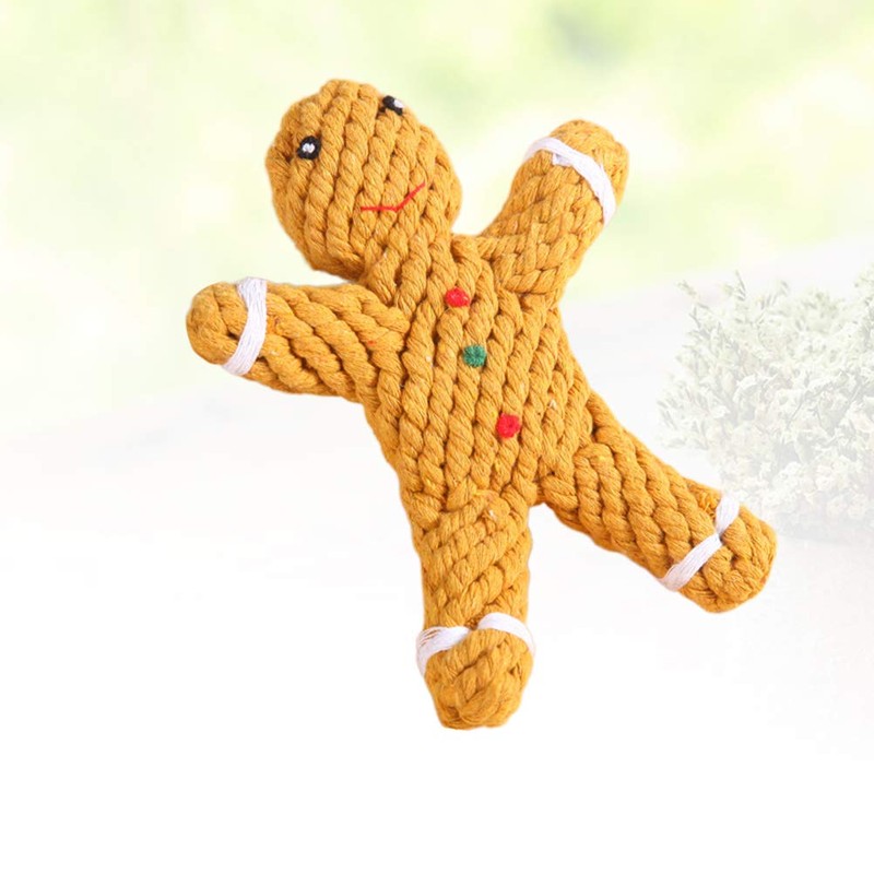 PRETYZOOM Rope Dog Toy Christmas Chew Toy Gingerbread Man Bite