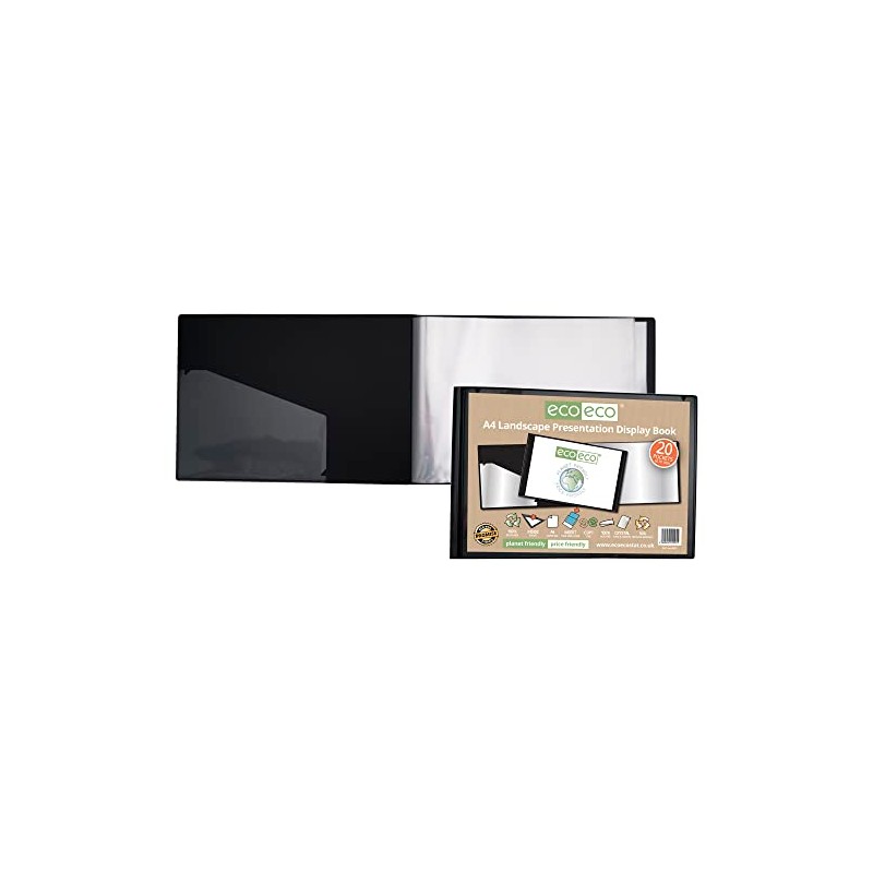 eco-eco A4 50% Recycled 20 Pocket Black Landscape Presentation Display