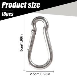 CZAYEFNH Carabiner Clip,18 PCS Stainless Steel Heavy Duty Spring Snap Hook M5 1.96 Inch Small Keychain for Keys Swing Set Camping Fishing Hammock