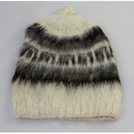 Tumia LAC Alpaca Round Adult Off-White Hat, Available in a Range of natual Wool Colours - Fair Trade and Hand-Knitted in Bolivia. One Size