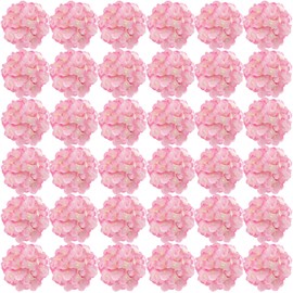 FagusHome Silk Hydrangea Heads 36 Pcs Artificial Flowers Heads and 3 Dozens Stems Fake Hydrangea Flowers with Stems for Home Wedding Decor (Dark Pink)