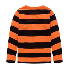 Big Boys Long Sleeve Striped Tshirts for Boys Cotton Shirts Kids Casual Crew Neck Tee Tops Orange Black Striped Size 12/10-12 Years