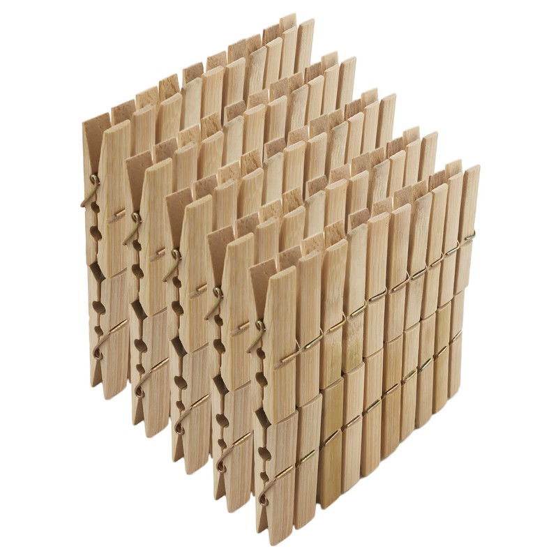 Bamboo Clothes Pegs - Pack of 100 - Sustainable Wooden