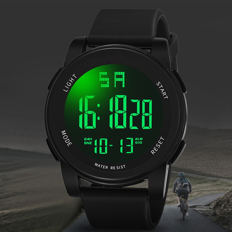 Digital Sports Watch Glass Waterproof Luminous Backlight Digital Watch with