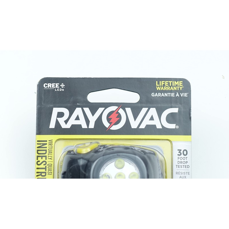 Rayovac DIYHL3AAAB Virtually Indestructible Flashlight, Headlamp, Black, 3 AAA