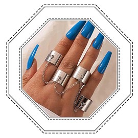 Jovono Vintage Finger Rings Silver Finger Chains Rings Knuckle Midi Ring Party Jewelry for Women and Girls