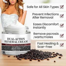 RDGDFONG - Crema renovadora de doble acción, tratamiento profesional de la piel, crema reparadora calmante de arroz blanco y negro, suero...