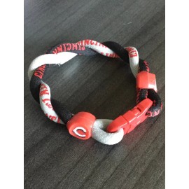 Unbranded Cincinnati Reds Black & Grey Twisted Bracelet. Approximately 8”