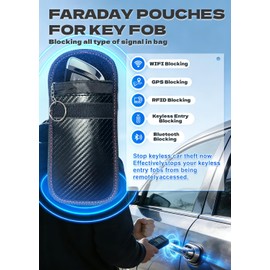 MGL Faraday Pouch Car Keys, Car Key Signal Blocker, RFID Key Pouch Keyless Car Blocker, Blocking Signal Keyless Entry Car Keys Case, Anti-Theft Remote Entry Smart Fobs Protection (Medium 14x10cm)