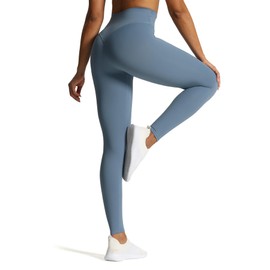 Aoxjox High Waisted Workout Leggings for Women Tummy Control Buttery Soft Yoga Metamorph Deep V Pants 26" (Steel Blue, Small)