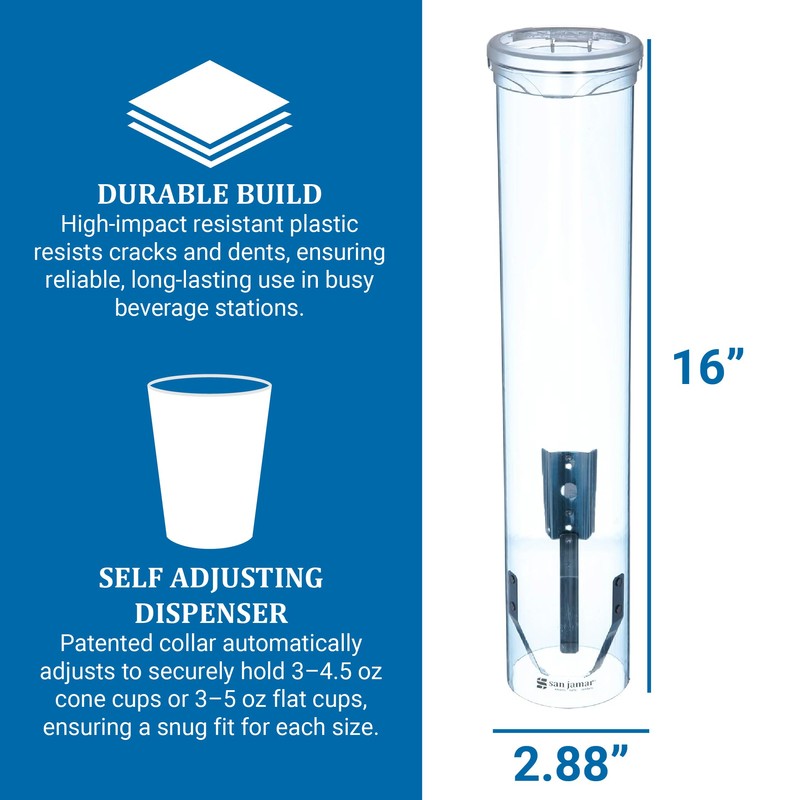 San Jamar Small Pull-Type Cup Dispenser Fits 3-4.5 Oz Cone