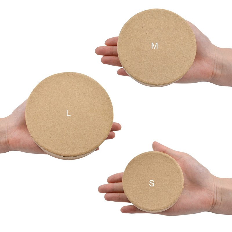 WANDIC Paper Mache Boxes - Set of 3 Round Kraft