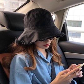 Quanhaigou Frayed Unisex Sun Hats, Fashion Beach Bucket Hat for Men Women,Summer Outdoor Boy's Girls Boonie Cap (Light Pink)