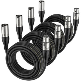 EBXYA XLR Cable 15ft 4 Packs - Premium Balanced Microphone Cable with 3-Pin XLR Male to Female Mic Speaker Cable, Black