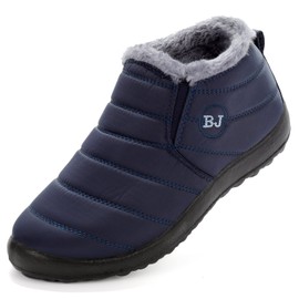 VYKF Botas de nieve para mujer, botines cálidos, con forro de piel, antideslizantes, para exteriores, impermeables, cómodos y cálidos, Azul marino, 9.5 Women/8 Men